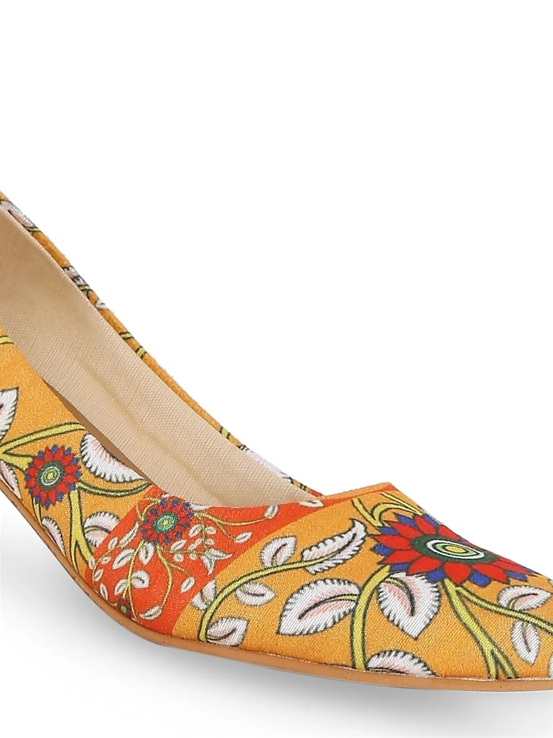 Orange & Yellow Printed Kitten Heels