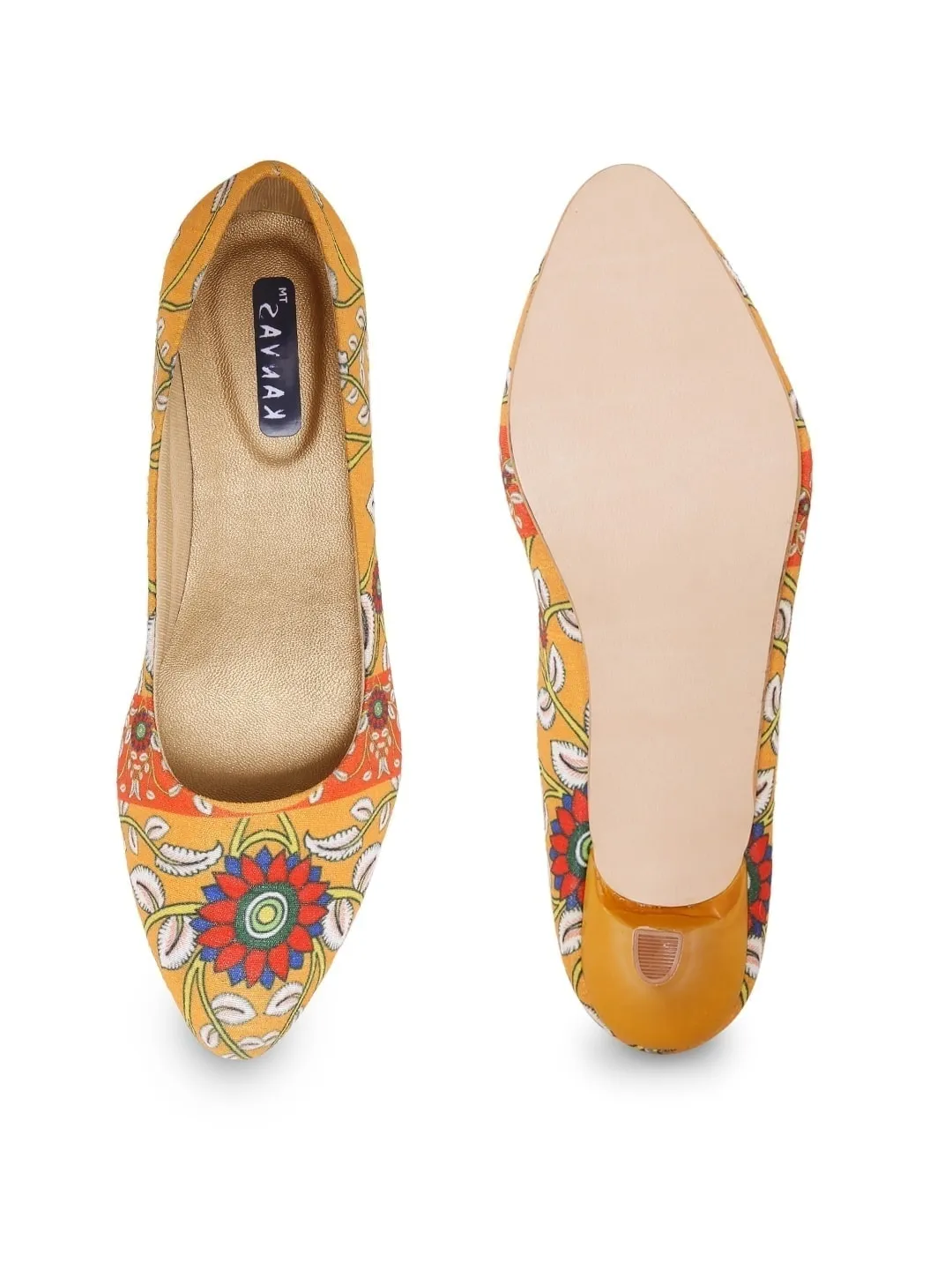 Orange & Yellow Printed Kitten Heels