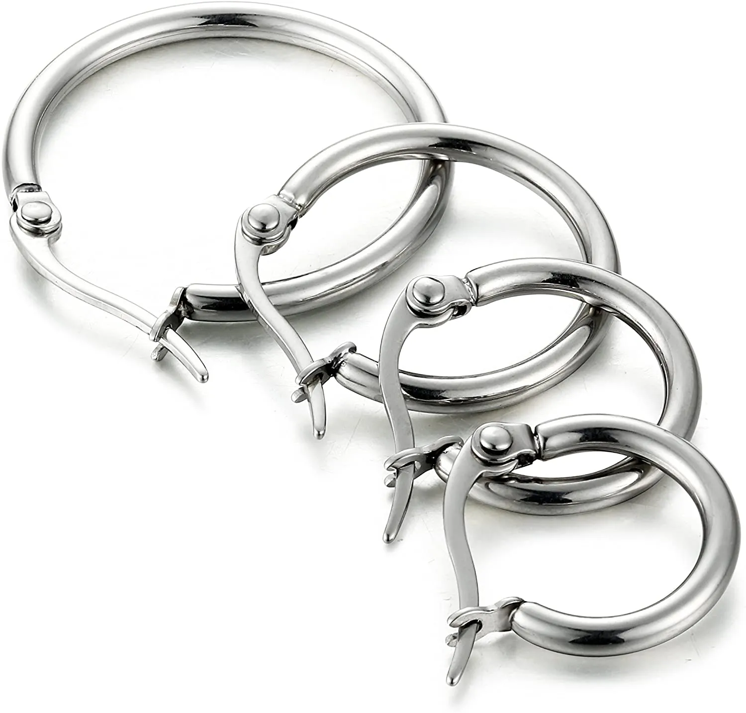 ORAZIO 4 Pairs Stainless Steel Hoop Earrings Set Cute Huggie Earrings for Women,10MM-20MM