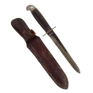 Original U.S. WWII Western L77 Single Edged Combat Stiletto with Original Scabbard