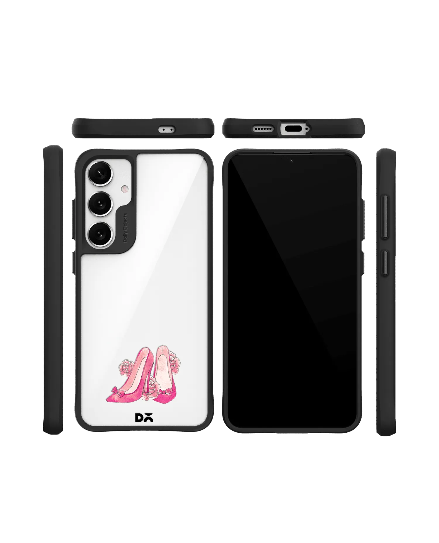 Pink Stilettos Black Hybrid Clear Case Cover For Samsung Galaxy S24