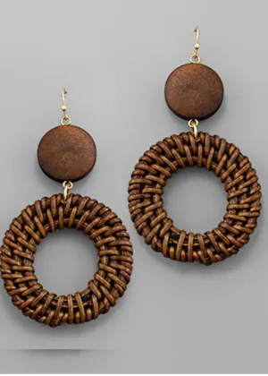 Piper Rattan And Wood Earrings