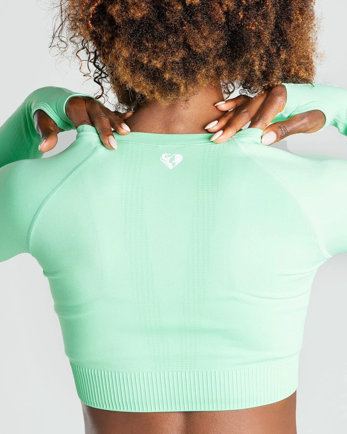 Power Seamless Long Sleeve Crop Top | Green Ash