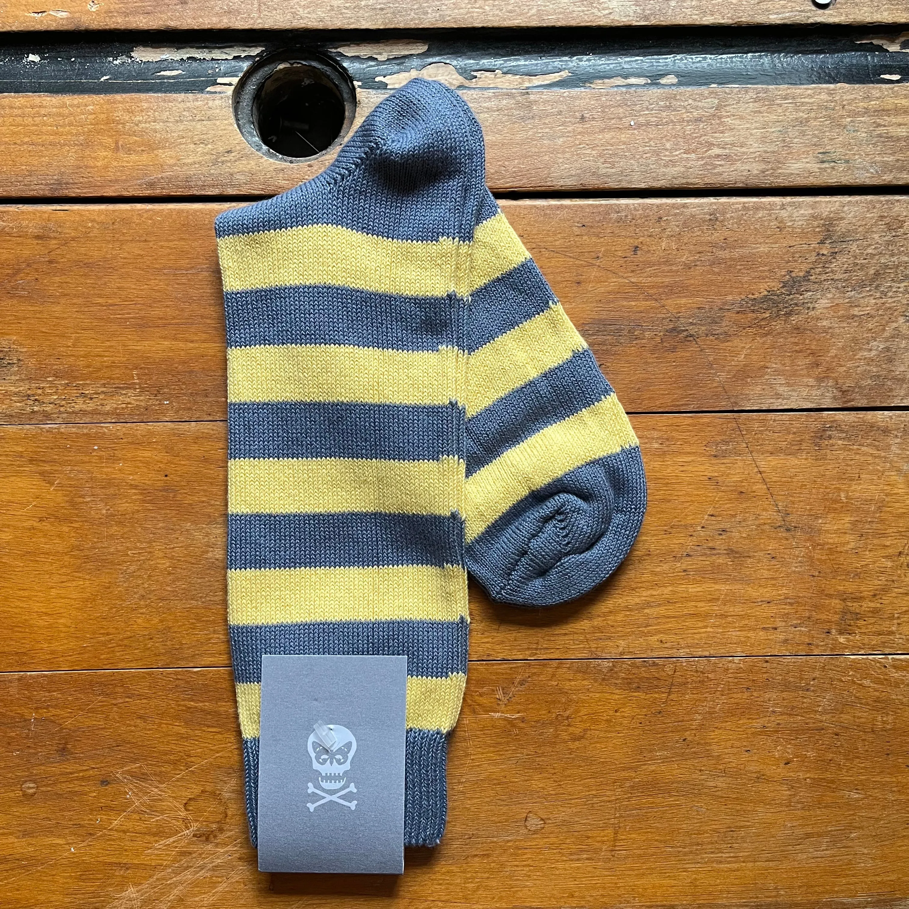 Regent - Cotton Socks - Hoops - Powder Blue & Yellow