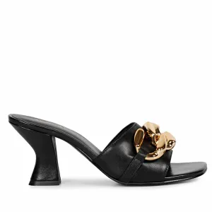 Saint Melissa Black Leather Mid Slip On Heels.