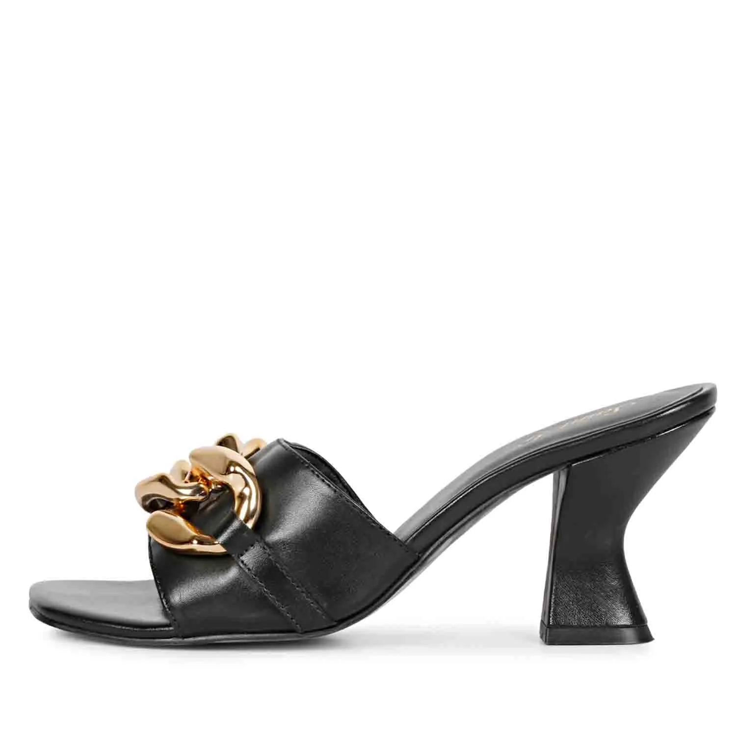 Saint Melissa Black Leather Mid Slip On Heels.