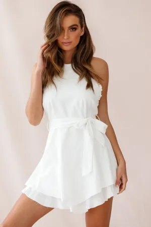 Sarina Raw Hem Halterneck Dress White