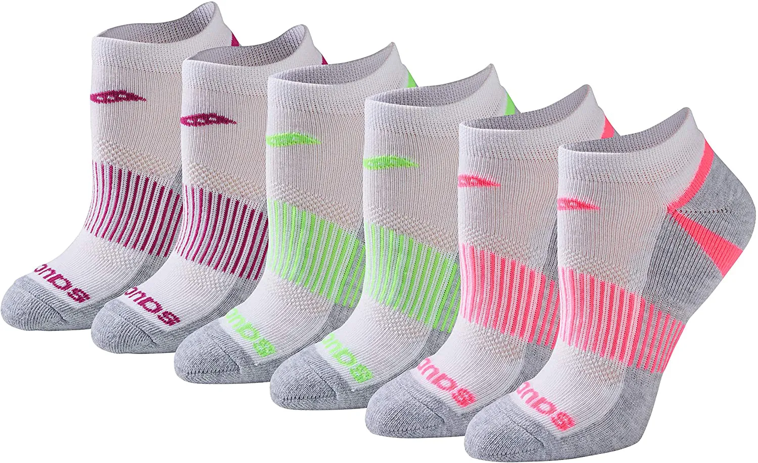 Saucony Women's Selective Cushion Performance No Show Athletic Sport Socks (6 & 12 Pairs)