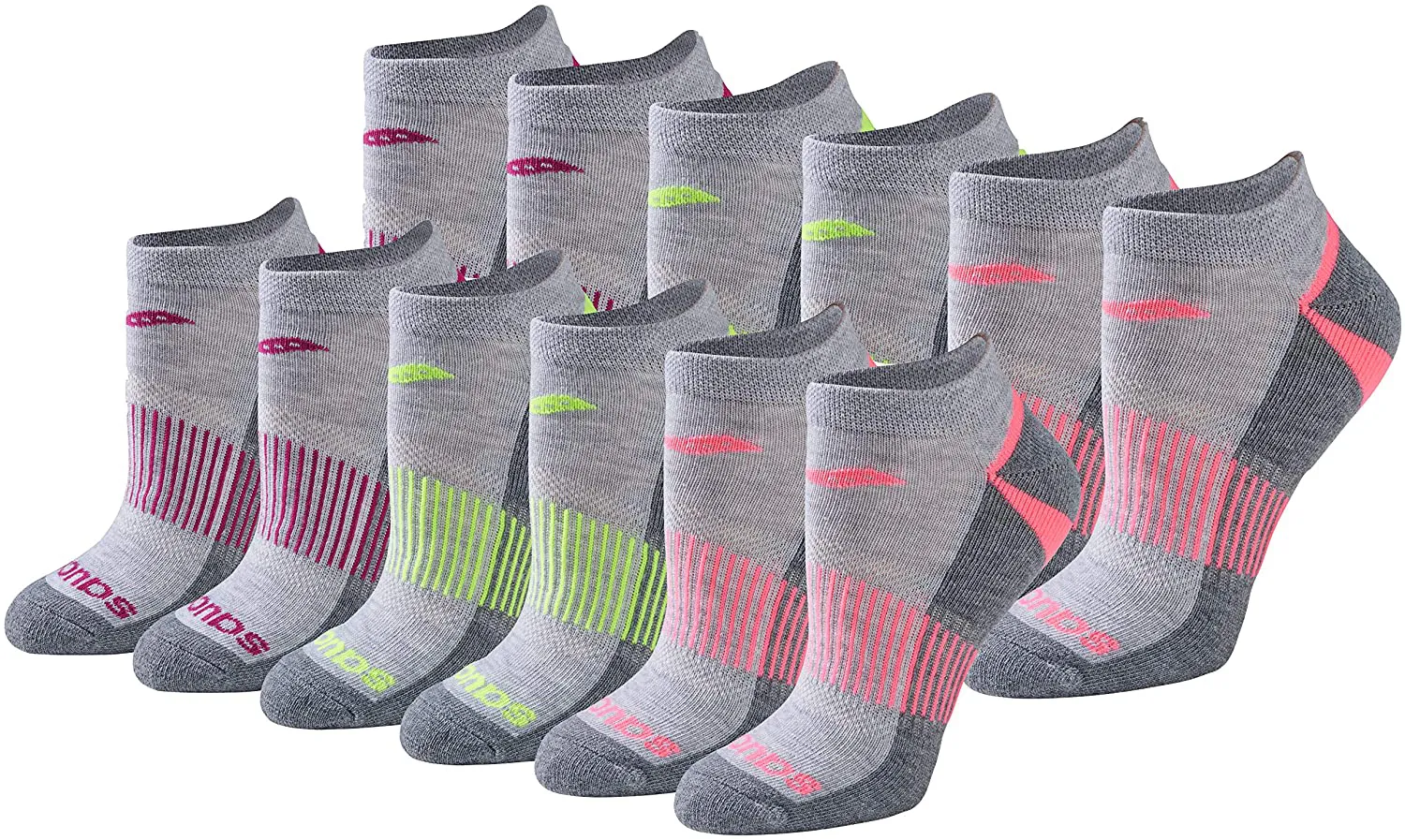 Saucony Women's Selective Cushion Performance No Show Athletic Sport Socks (6 & 12 Pairs)