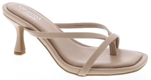 SELENA-52 Nude Kitten Heel Open Toe Nude Faux Leather