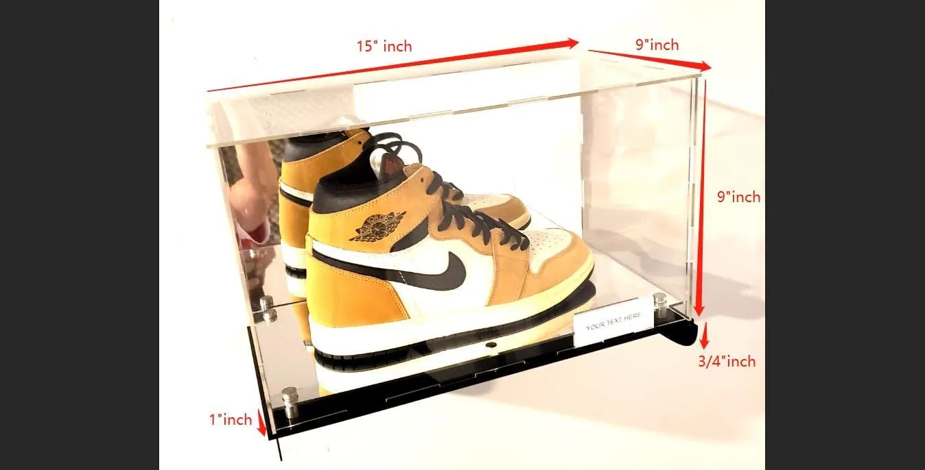 Shoe Sneaker Football Mini Helmet Shelf Wall Mount Acrylic Display Case Memorabilia Box UV Protection Floating Box (1 Shoe 15x9x8)