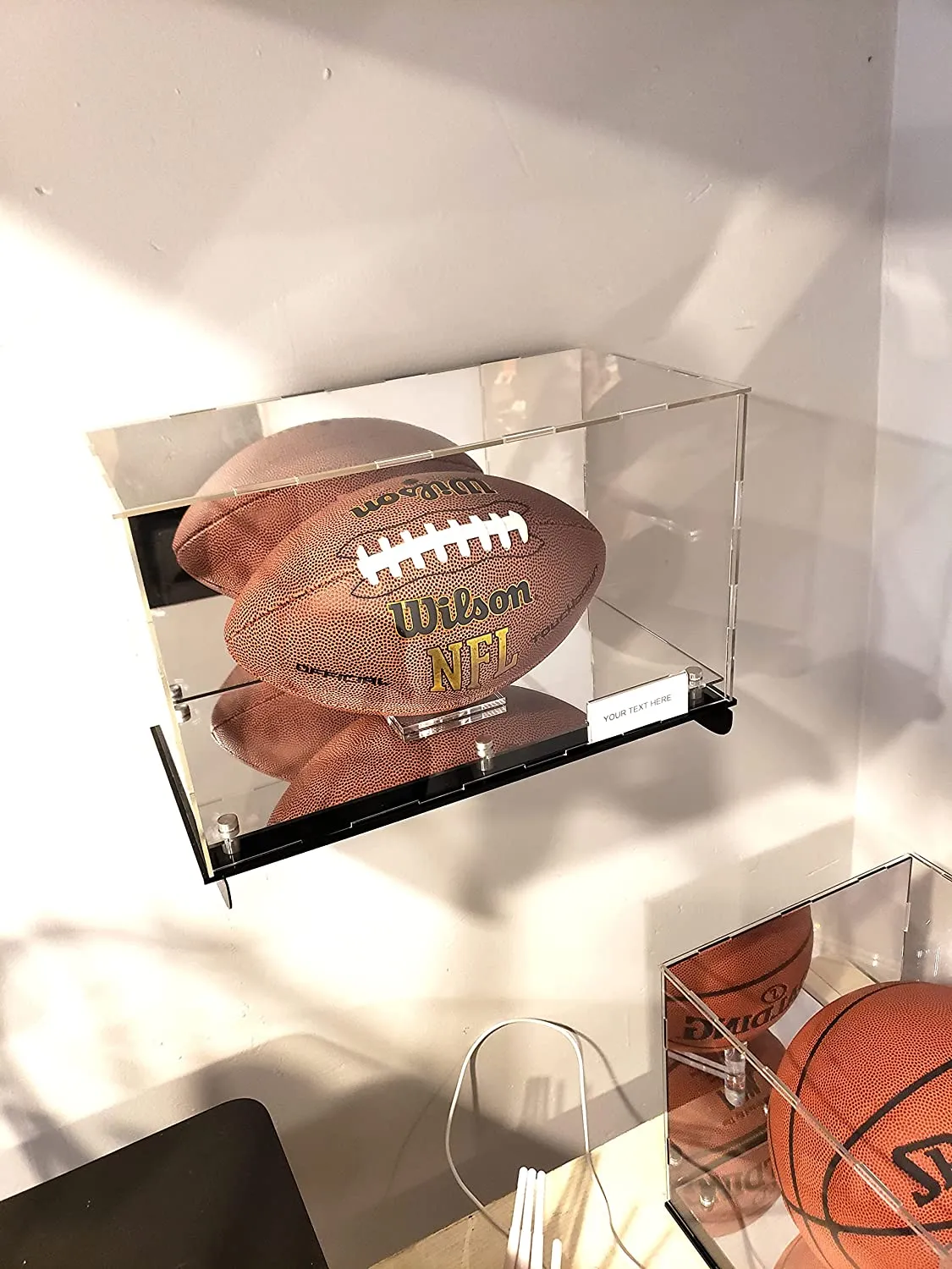 Shoe Sneaker Football Mini Helmet Shelf Wall Mount Acrylic Display Case Memorabilia Box UV Protection Floating Box (1 Shoe 15x9x8)