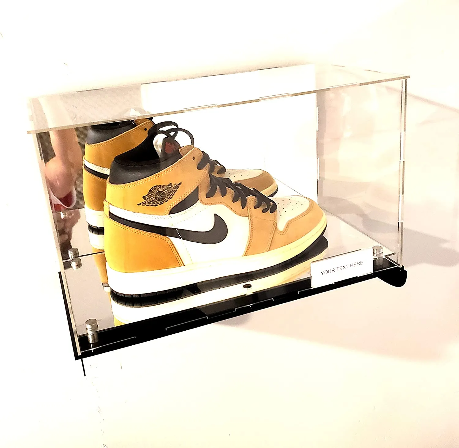 Shoe Sneaker Football Mini Helmet Shelf Wall Mount Acrylic Display Case Memorabilia Box UV Protection Floating Box (1 Shoe 15x9x8)