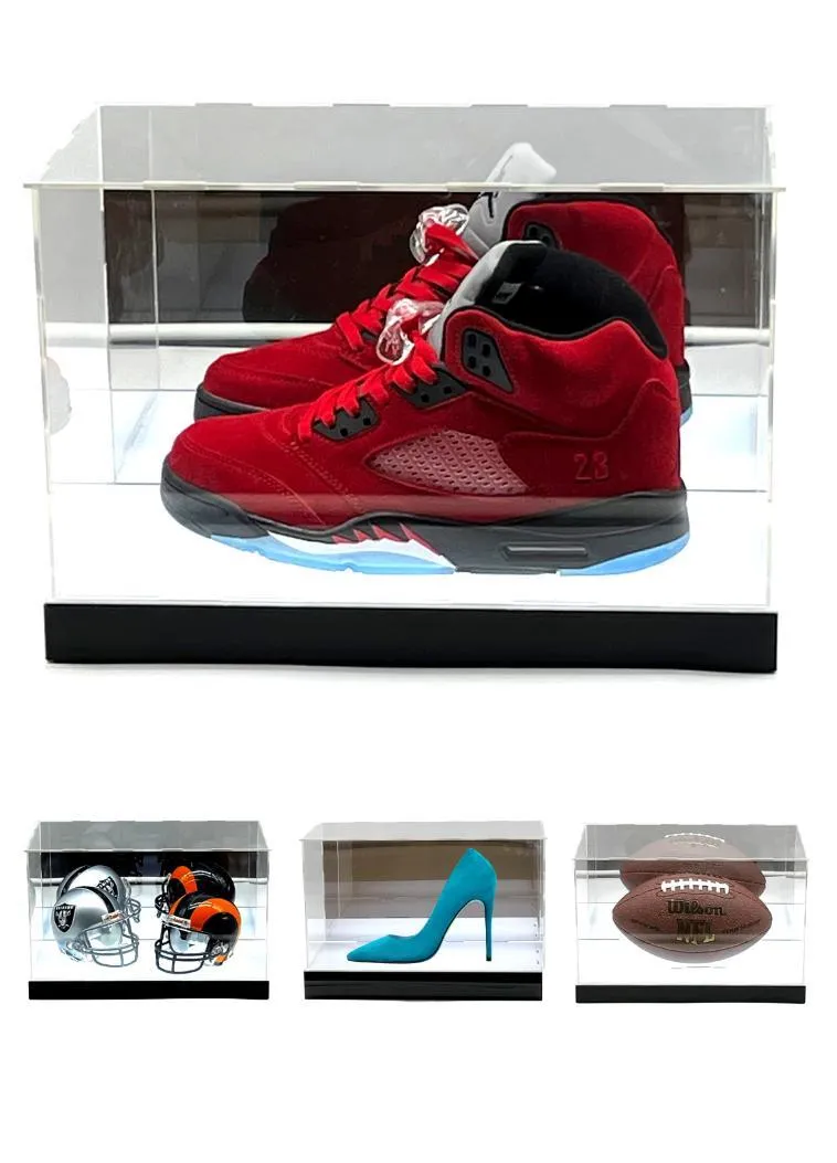 Shoes, Football, Display Case with Lights LED Riser Platform UV Super Clear Sneaker Box Showcase