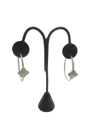 Silver White Cross Side Hoops