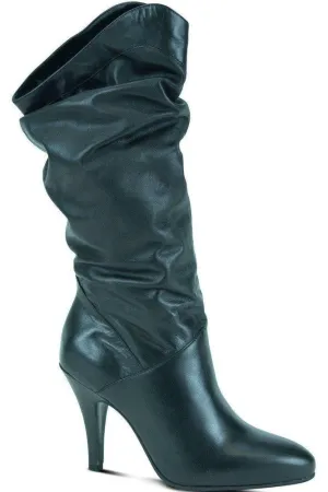 Slouch Boot - Wide Black Leather