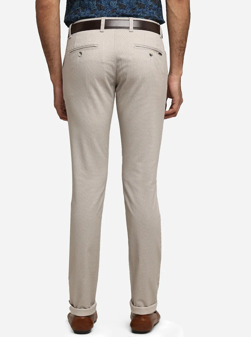 Soft Beige Solid Super Slim Fit Casual Trouser | Greenfibre