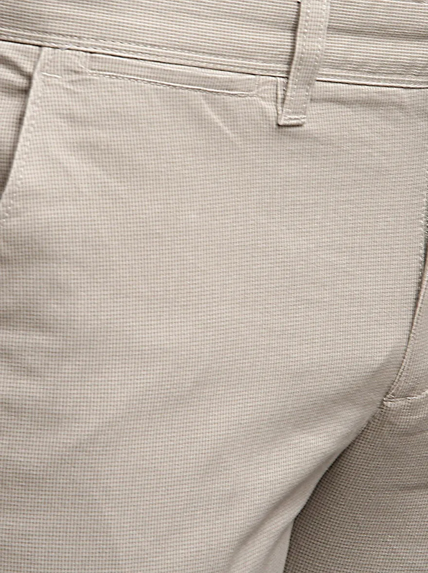 Soft Beige Solid Super Slim Fit Casual Trouser | Greenfibre