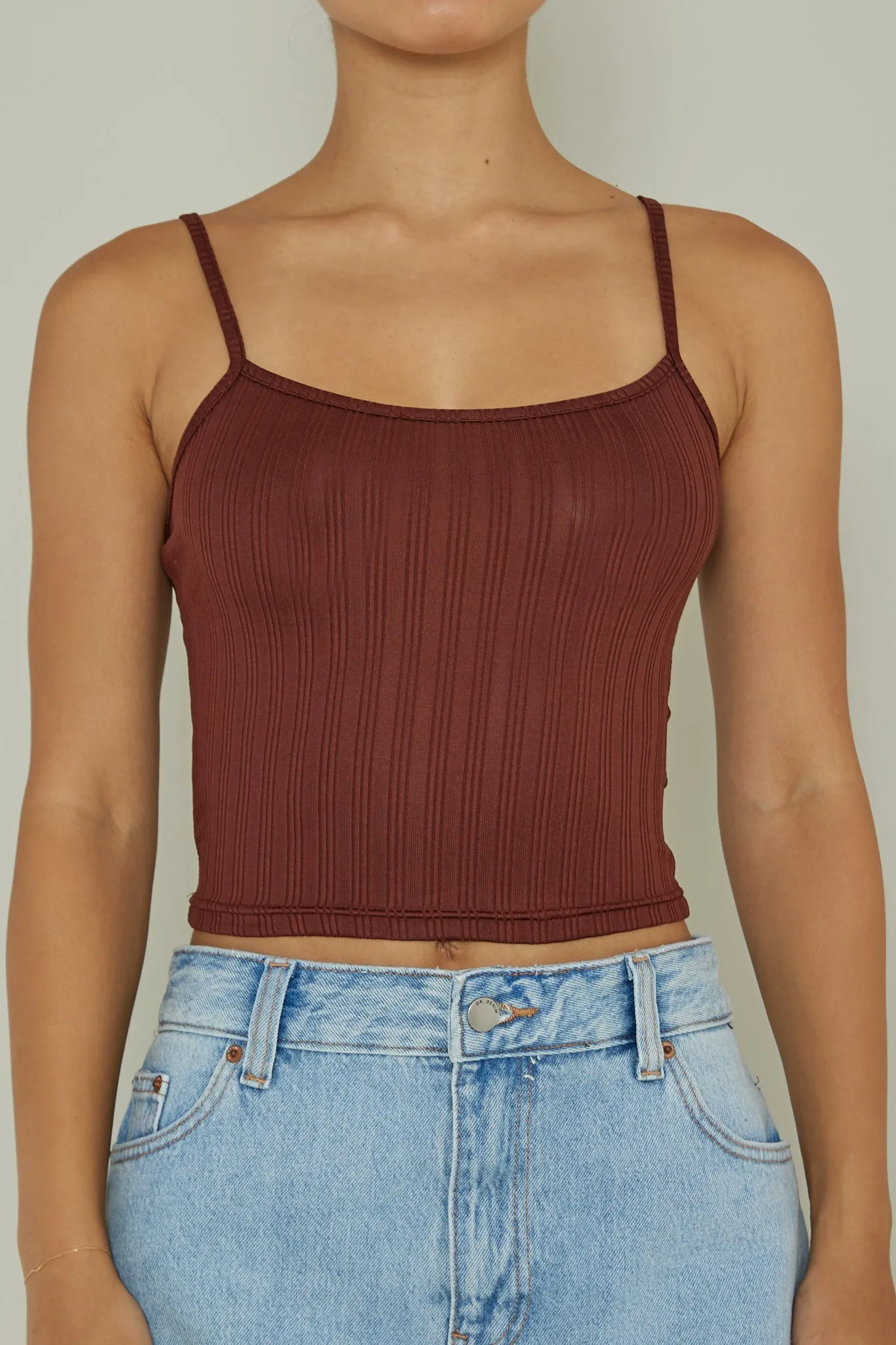 Sold Out Ribbed Cami Top Chocolate