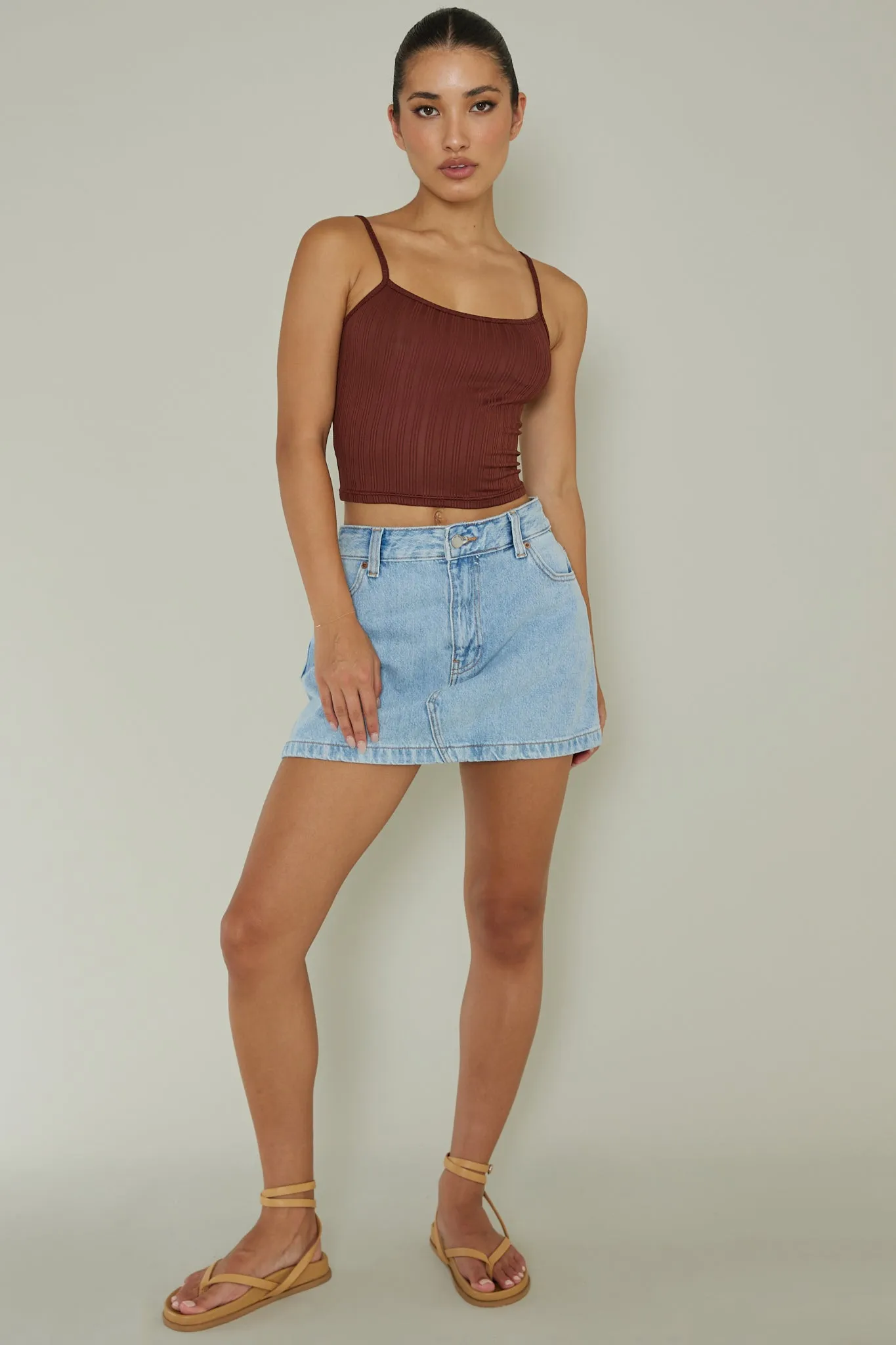 Sold Out Ribbed Cami Top Chocolate