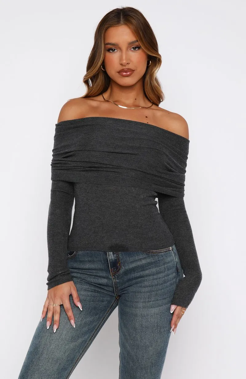 Take The Reigns Long Sleeve Top Charcoal