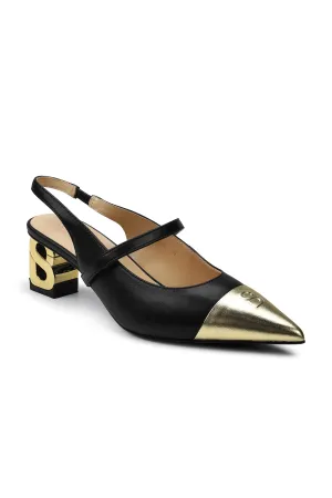 The Be Two-Tone Heels - Black/Gold