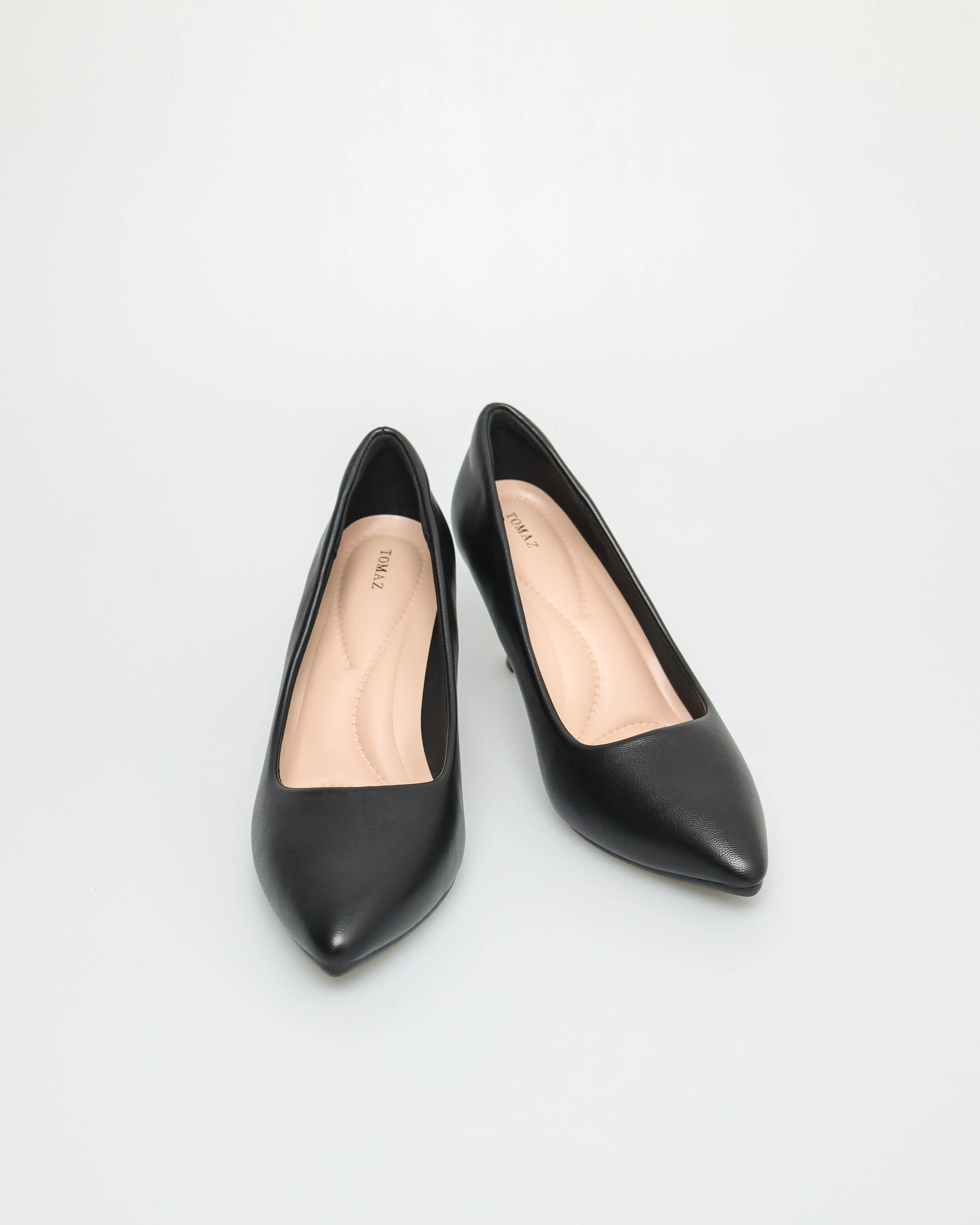 Tomaz NN314 Ladies Pointy Kitten Heels (Black)