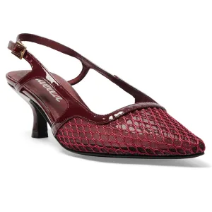 Valencia Heel in Cherry Mesh Patent