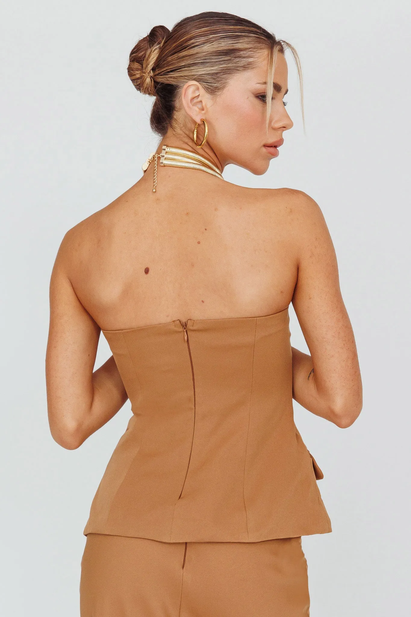 Valencia Strapless Bustier Top Mocha