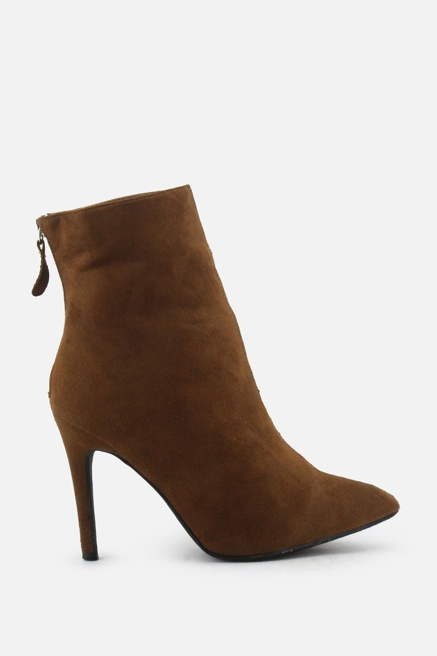 Wild Diva Zipper Stilettos Ankle Boots | Suede