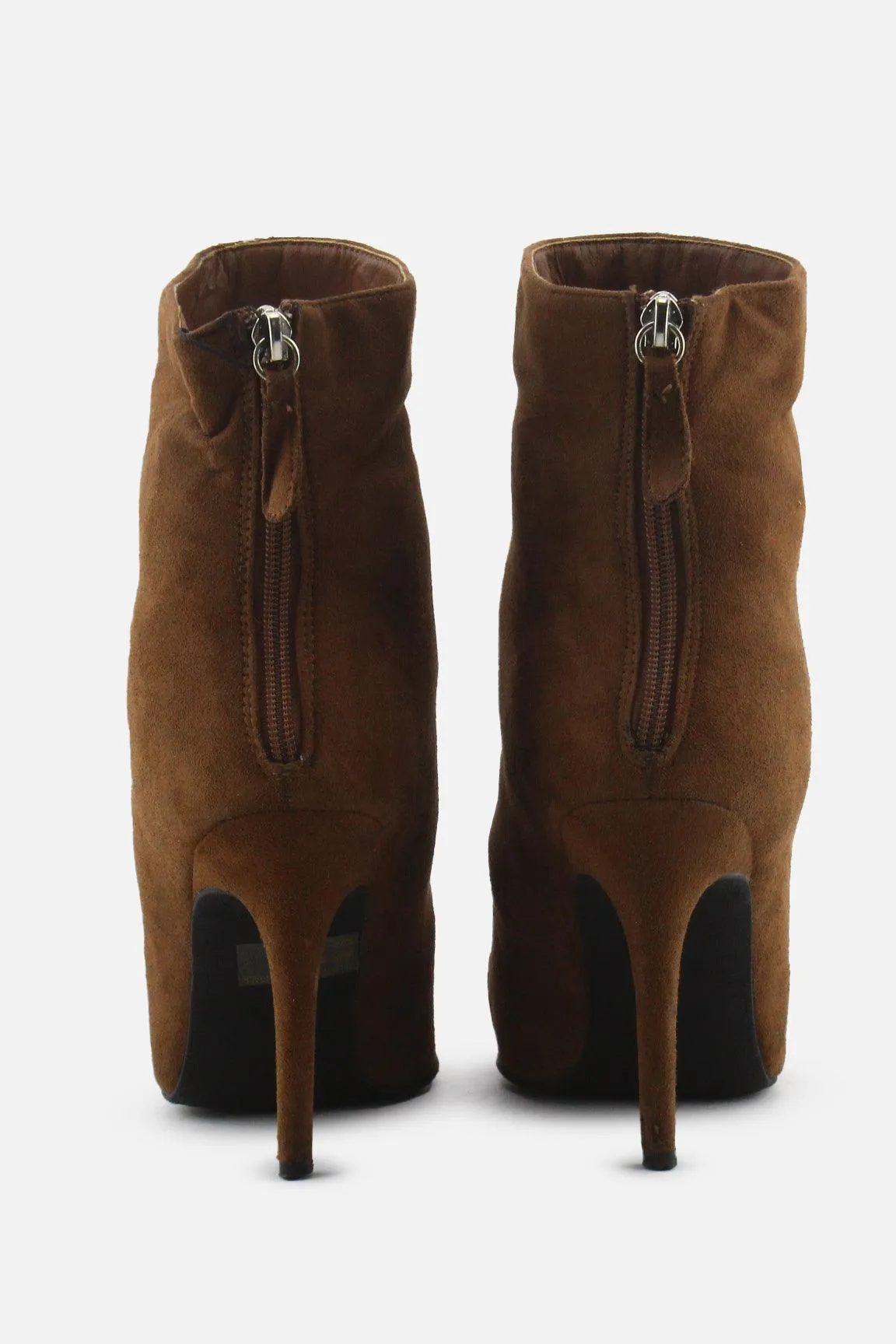 Wild Diva Zipper Stilettos Ankle Boots | Suede