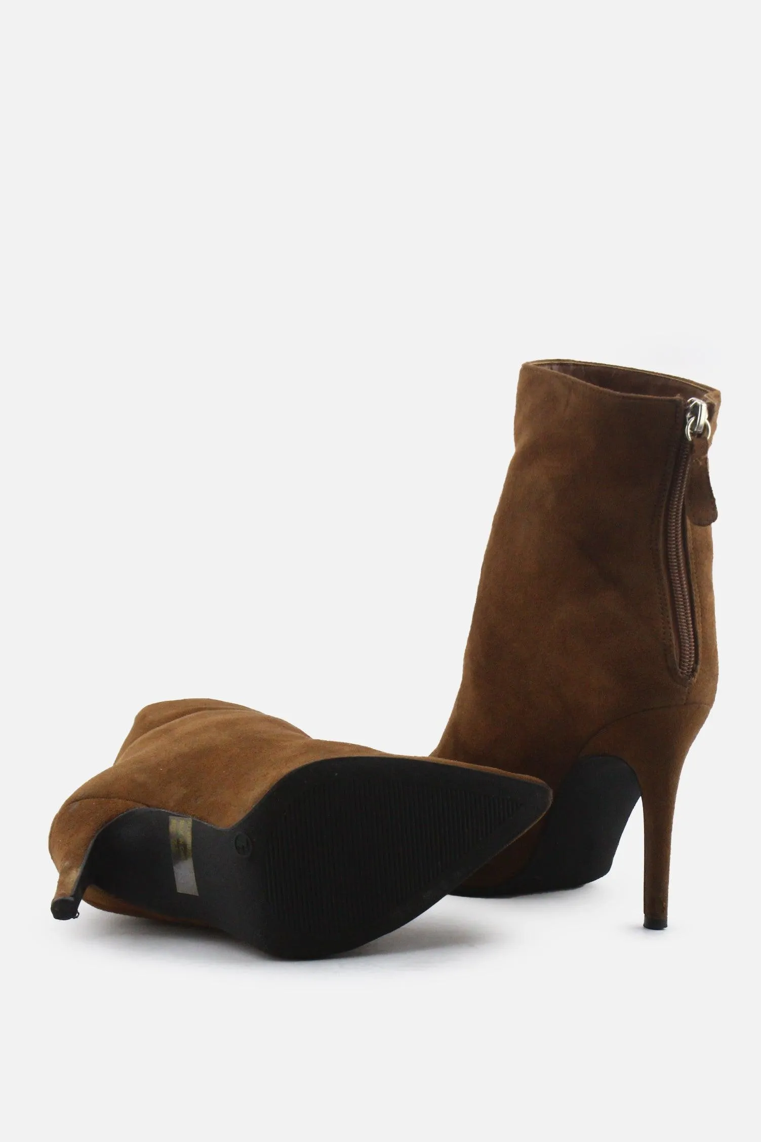 Wild Diva Zipper Stilettos Ankle Boots | Suede