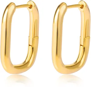 Women's 6 Pair Gold Chunky Hoop Earrings Set Hypoallergenic