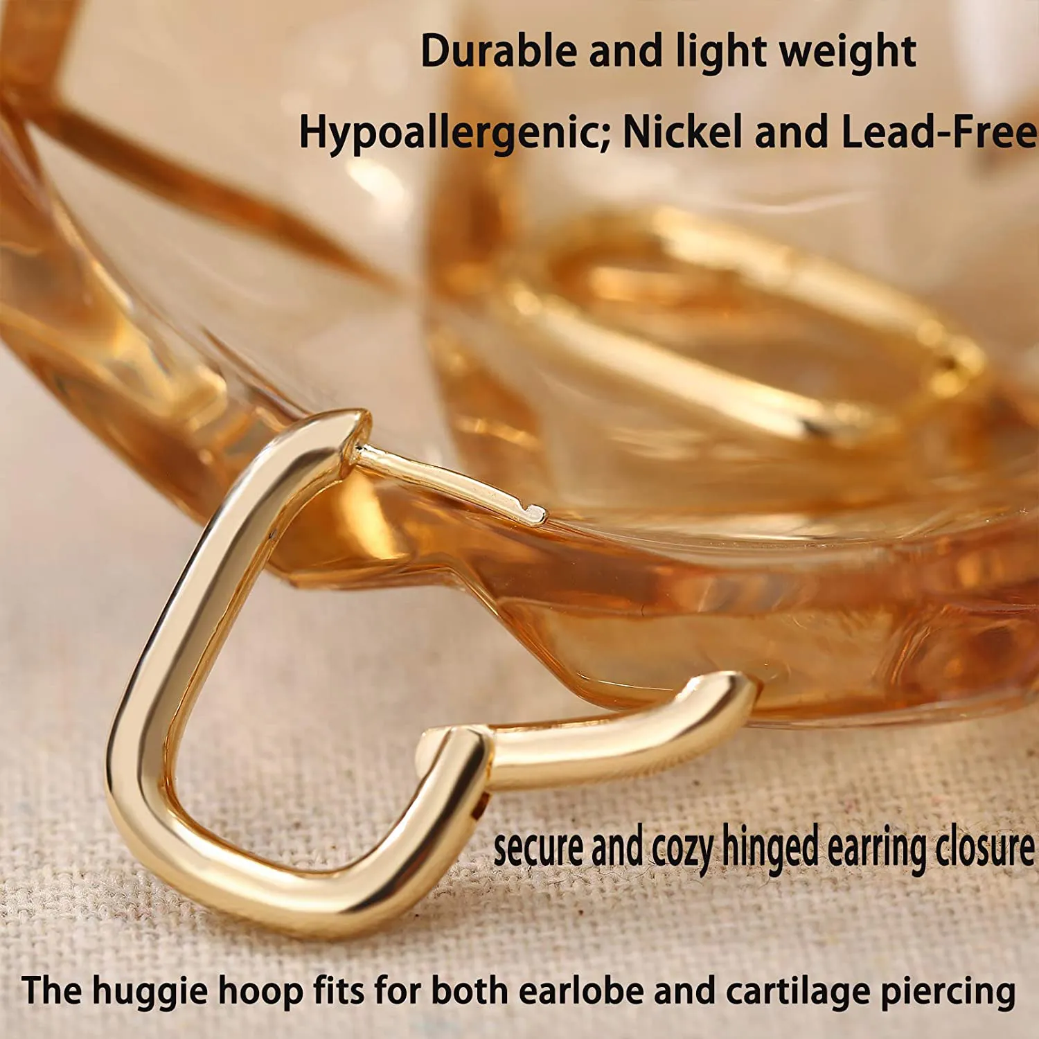 Women's 6 Pair Gold Chunky Hoop Earrings Set Hypoallergenic