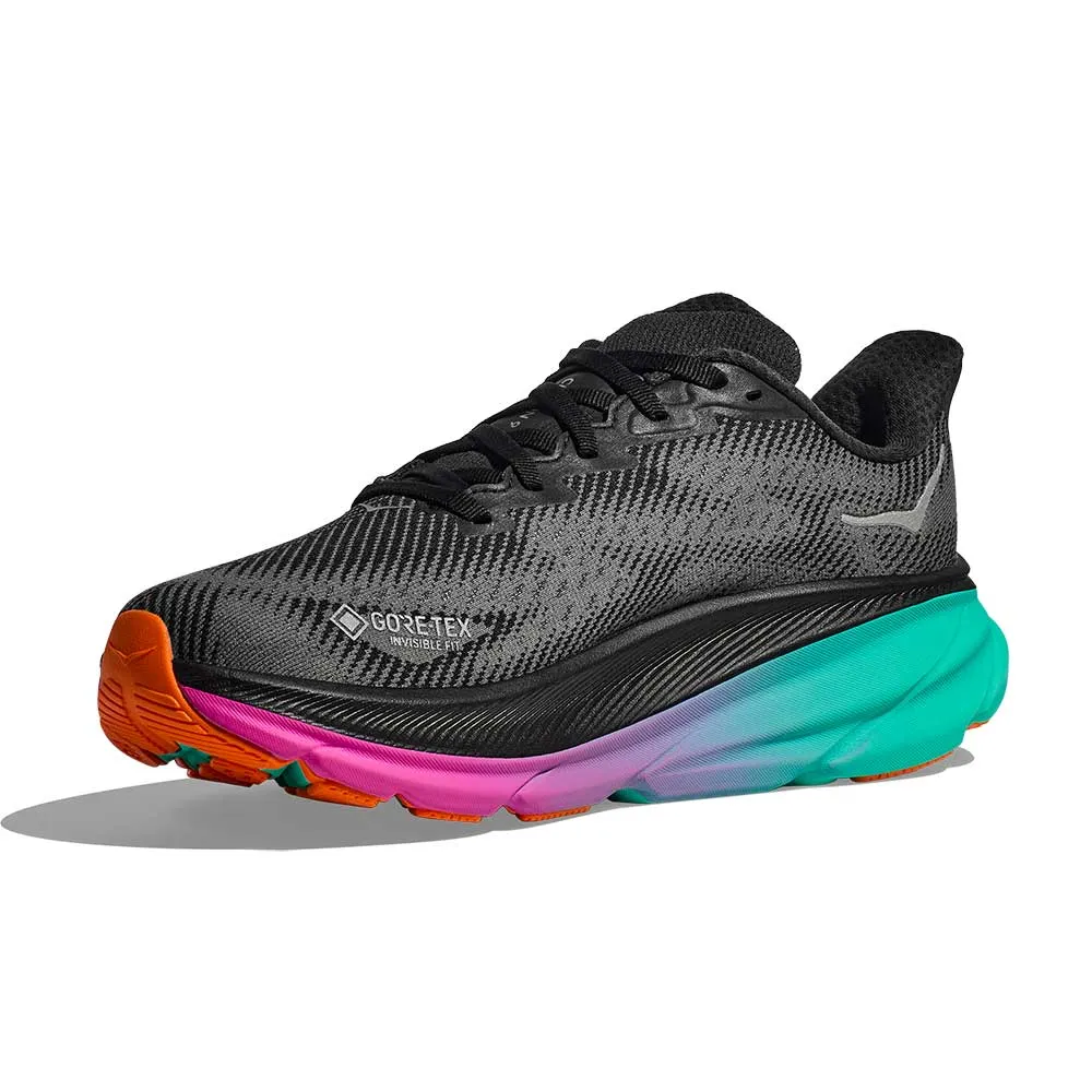 Women's Clifton 9 GTX Running Shoe - Black/Electric Aqua - Regular (B)